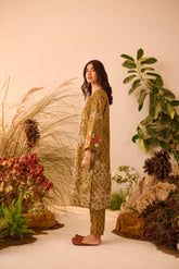 DC-2124 GREEN KHADDAR 2PCS EMBROIDERED KURTA WITH TROUSER